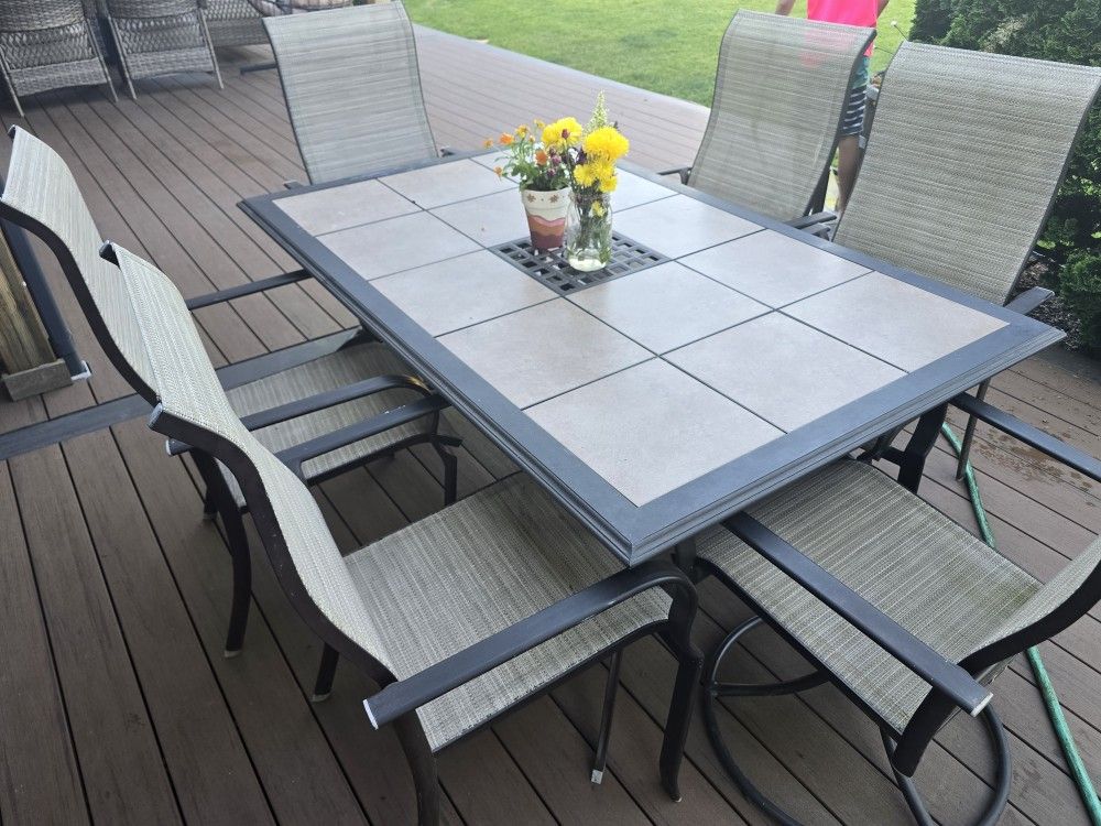 Martha Living Tile Patio Table & 6 Chairs - Outdoor - $50