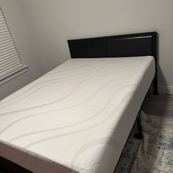 Queen Bed -Frame, Headboard, Footboard, And Foundation Support/(**New 10 Inch Memory Foam Mattress Included )