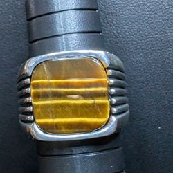 SOLID NEW! Sterling Silver 925 Size 8 Tiger's Eye Ring