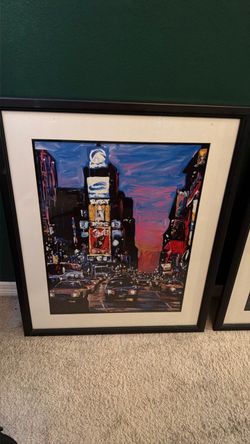 Framed painting of NYC Time Square