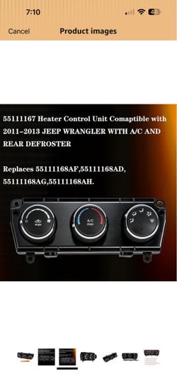 Jeep Wrangler Heater A/C Control Unit 2011–2013