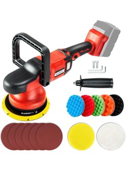 IRONFIST Car Polisher Compatible with MILWAUKEE M18 Battery, 6inch Orbital Polishing Waxer Machine with 6 speeds RPM Brushless Motor (BATTERY 