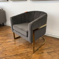 Gold Legs Velvet Grey Accent Chair 