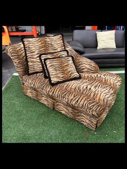 Tiger Print Chaise Lounge with Matching Pillows