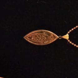 Silver Ichthus JESUS Inscribed Vertical Pendant Necklace