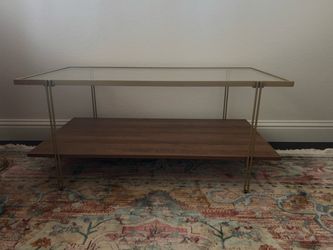 Two-Tier Glass and Wood Coffee Table
