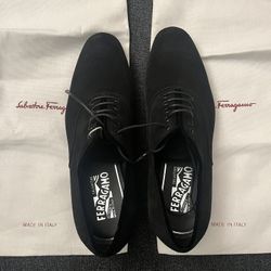 Ferragamo Black Suede Dress Shoes  