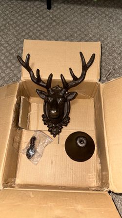 Metal Wall Mount Call Bell 8 Point Antler Buck Deer Cabin Lodge Home Door Decor