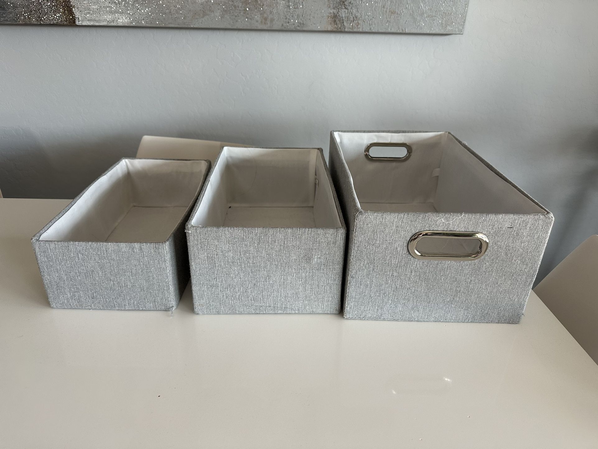 Beautiful Grey Storage Boxes Like New