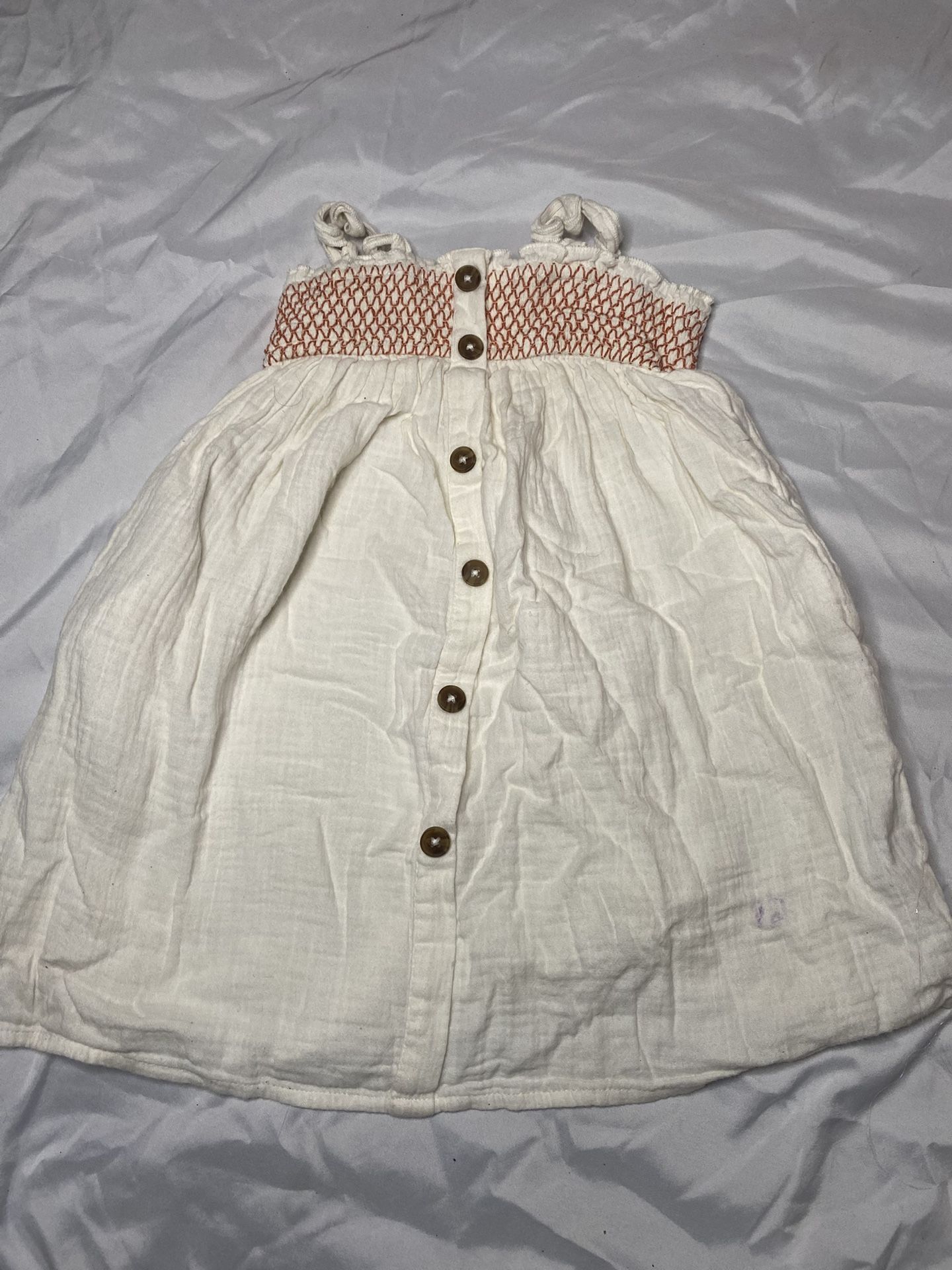 Cream Linen Dress Toddler Girls