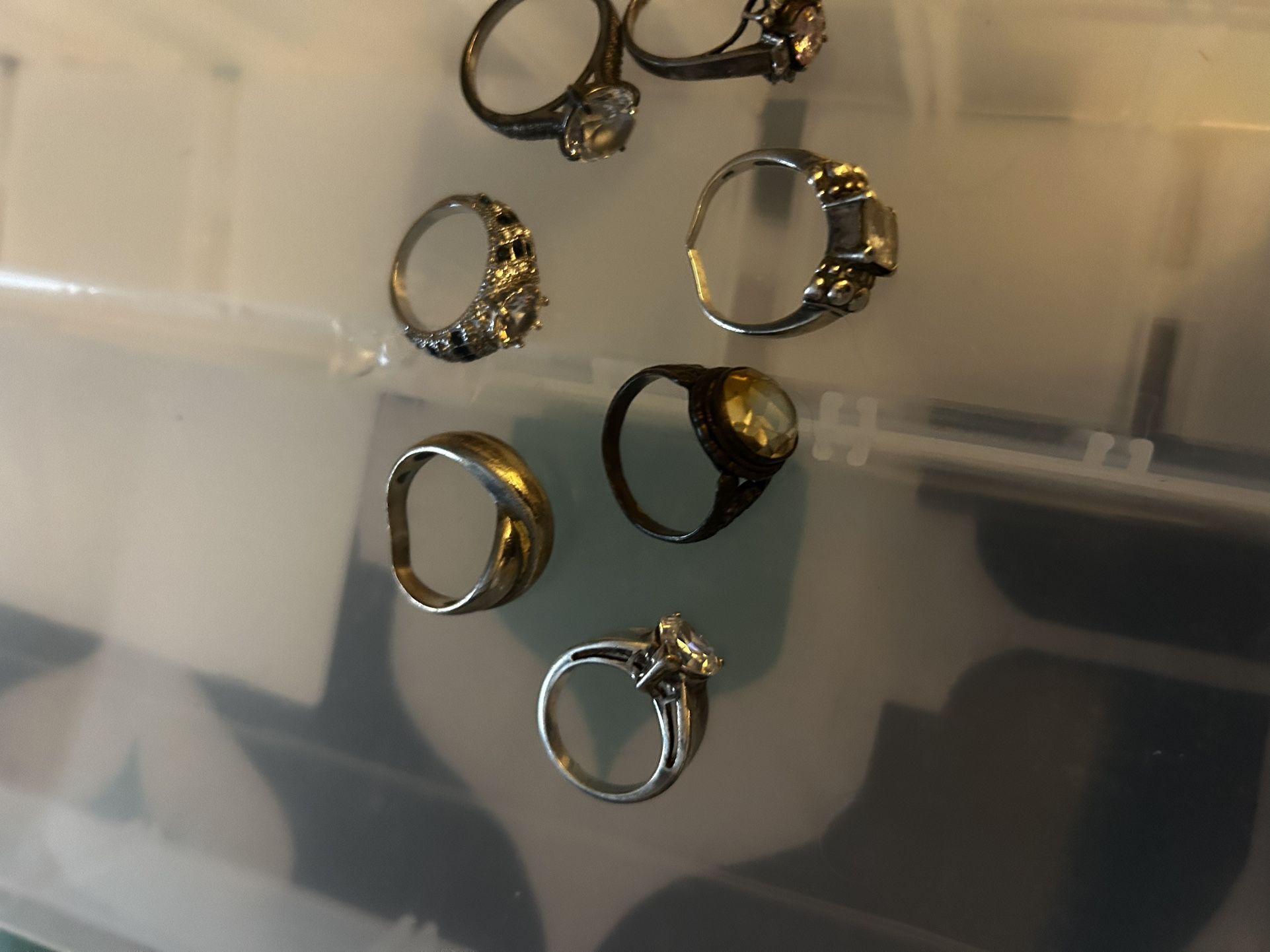 Lot Of Silver Rings Some With Cubic Zirconia