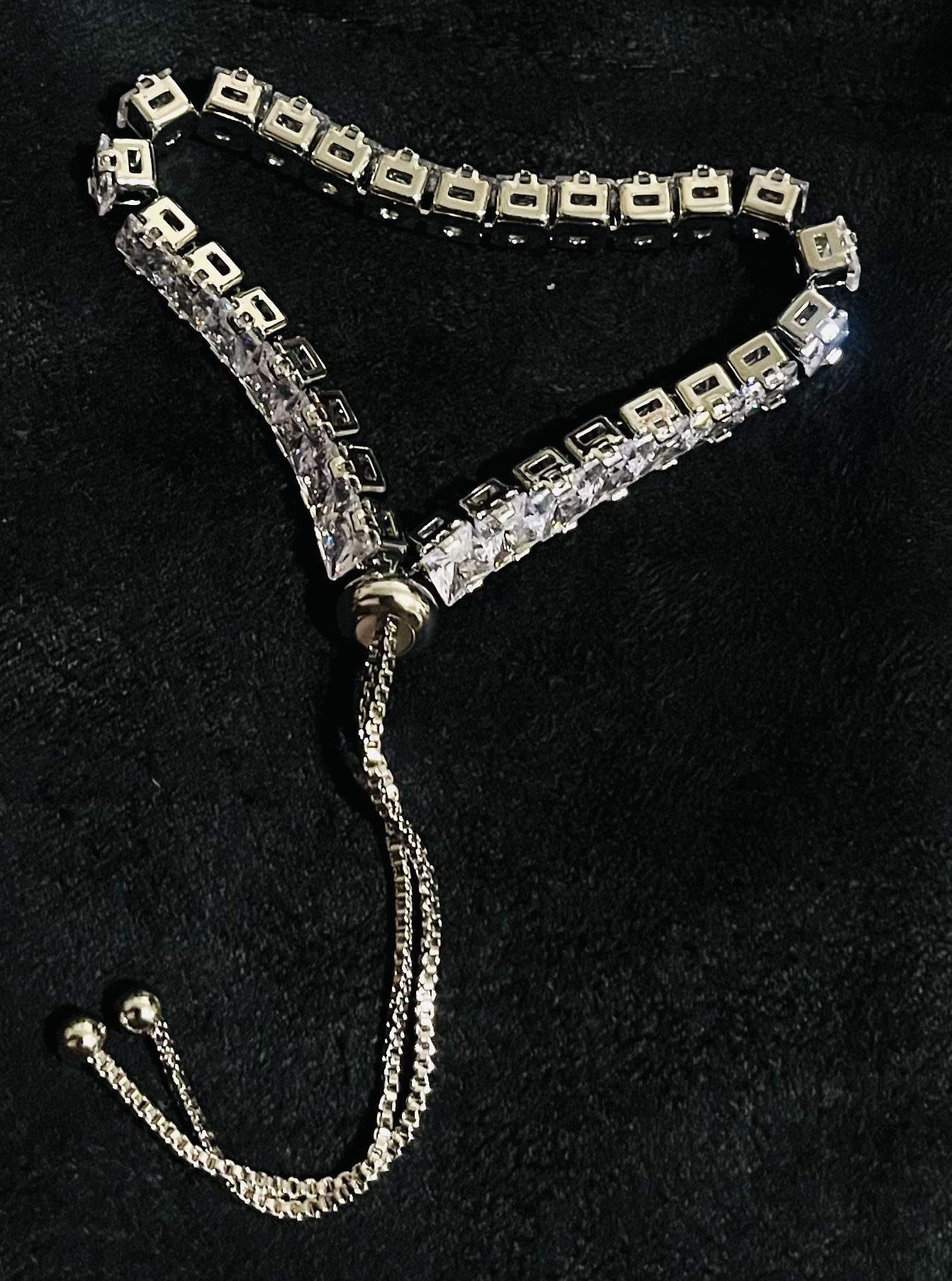 Silver Plated Tennis Bracelet With Swarovski Crystals