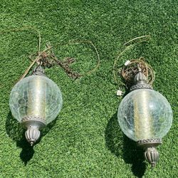 Mid century Globe Chandelier Hanging lights MCM Pair