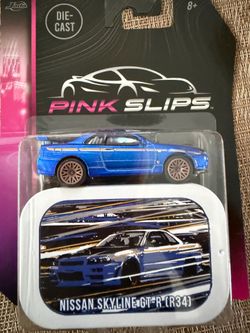 Jada pink slips Nissan skyline blue GT-R R34 1:64 scale Diecast