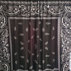 Black paisley curtains and matching black paisley throw blanket