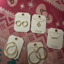 18k Gold Dipped Earrings And Necklace 