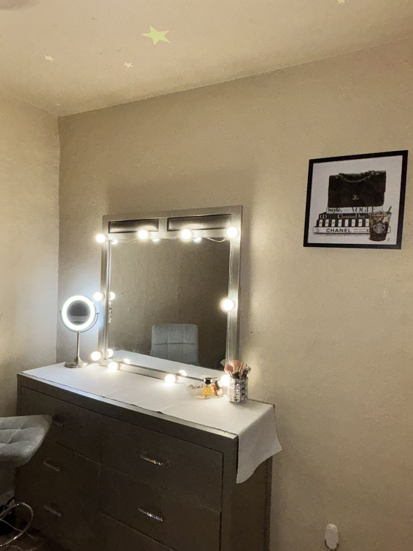 Full Size Bed Frame + Vanity w/ Chair - Must Go!