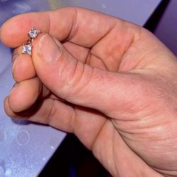 1 Carat Princess Cut Diamond Earring Studs 