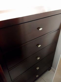 Dark Brown 5-Drawer Chest & Matching Nightstand
