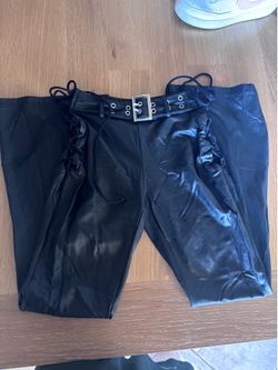 Black faux leather pants