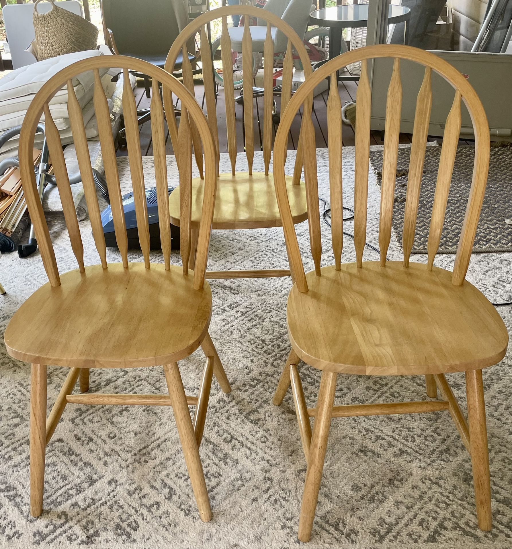 3 Lightweight Sturdy Wooden Chairs / All 3 For $15