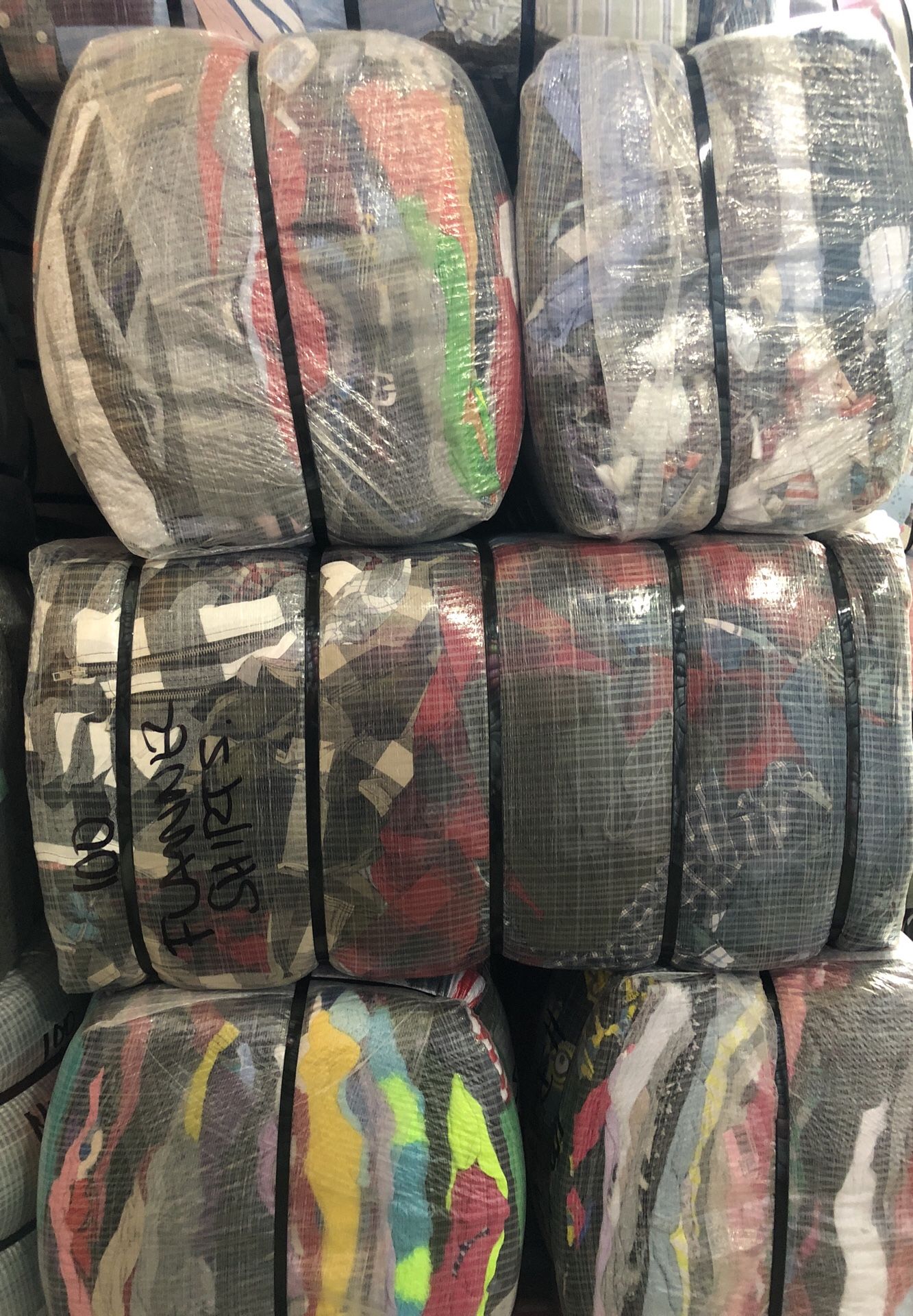 100 lb bale of used flannel shirts