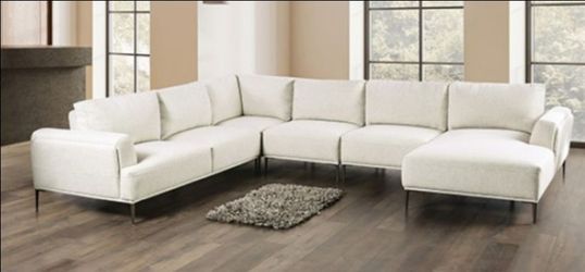 Brand New Beige Chenille Model Style Sectional Sofa