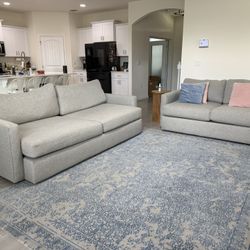  Modern Noah Ivory Fabric Sofa + Loveseat Set – Excellent Condition!