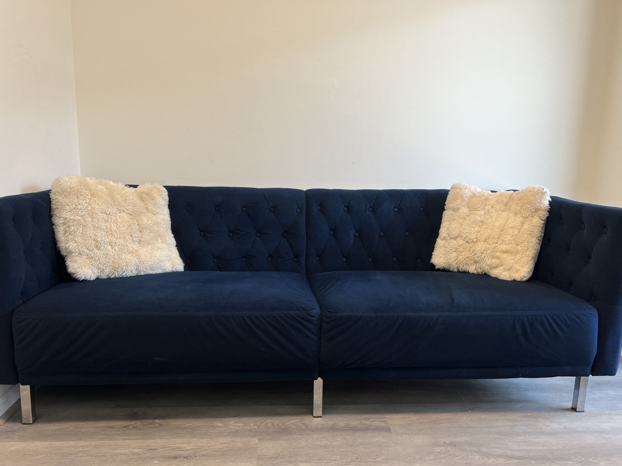 Modern Navy Blue Velvet Couch