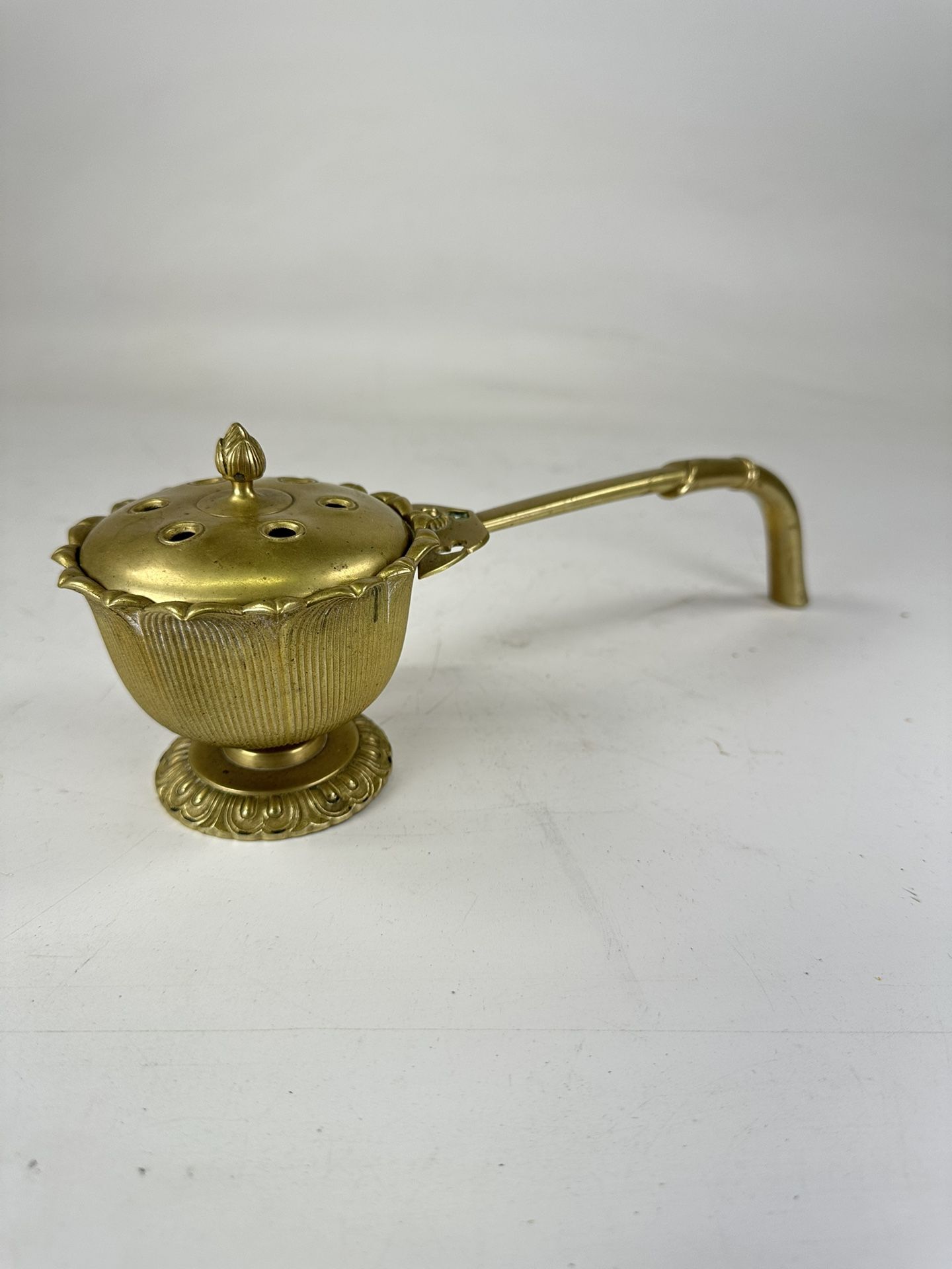 Antique Japanese Buddhist Lotus Form Brass Incense Burner Taisho Period 20th Cen