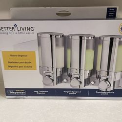 NEW Better Living Products 76345-1 Aviva Three Chamber Dispenser, Chrome
