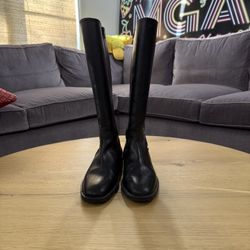 J Crew Knee high black leather boots size 6