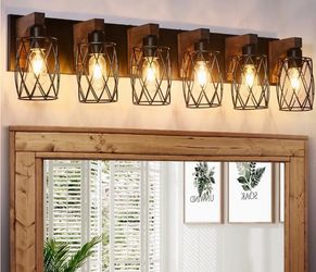 6-Light Rustic Vanity Light Bar