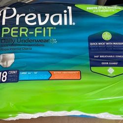 Adult Absorbent Prevail Pull-Up Disposal Underwear Diapers Pampers SizeLarge $6 Pack Of 18 