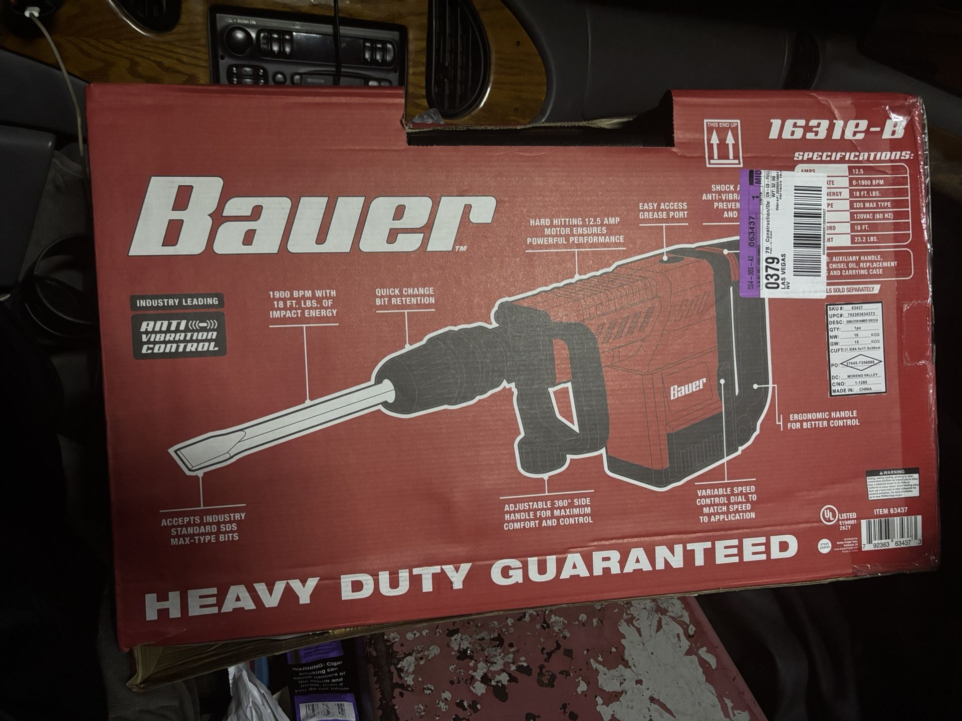 Bauer SDS MAX TYPE PRO DEMOLITION HAMMER KIT