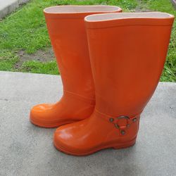 kids orange rain boots sz6