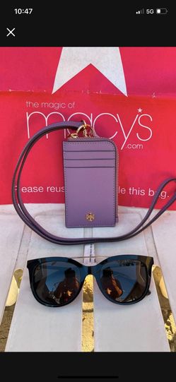 Tory Burch NWT Emerson Lanyard ID and Credit Card Holder Claret Saffiano Leather NWT TORY BURCH Women's Black Square Sunglasses NWT(No Case) Pick up l