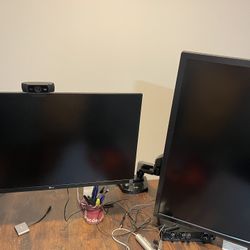 Dual Monitor Stand - Full Adjustable Monitor Desk Mount Swivel Vesa Bracket with C Clamp, Grommet Mounting Base for 13 to 32 Inch Computer Scre