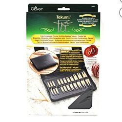 Clover Takumi Bamboo Interchangeable Circular Knitting Needle Set.