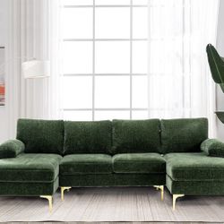 Sofa Sectional Couch Chenille Velvet