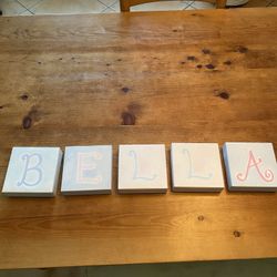 Pottery Barn Kids CANVAS NAME WALL ART PASTEL LETTER BLOCKS 