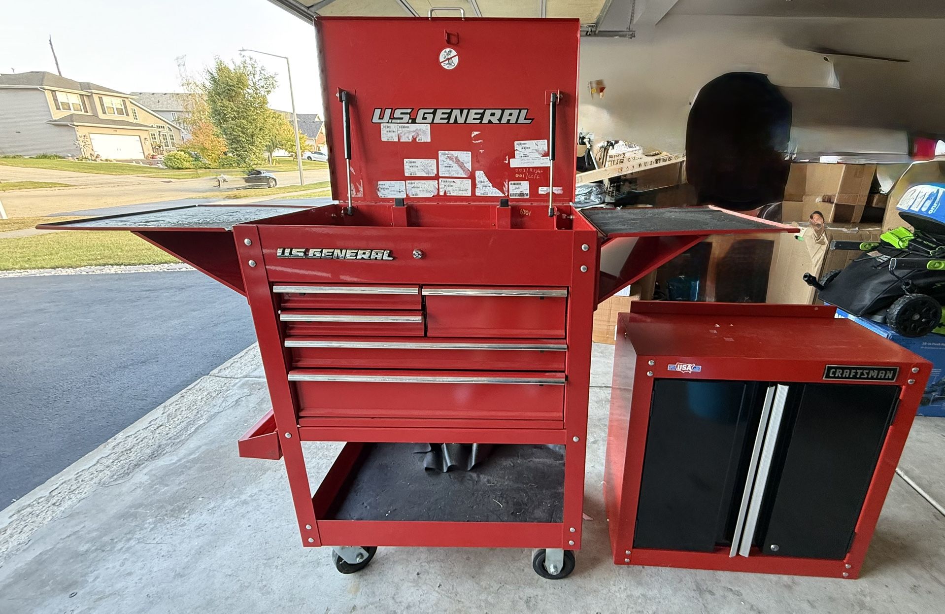 Craftsman tool box and wall cabinet