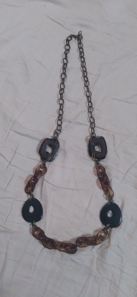 VINTAGE STYLISH  LONG  NECKLACE AMBER CHAIN SEE PICTURES 