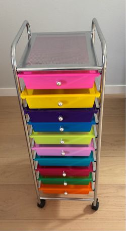 10-Drawer colorful rolling storage organizer