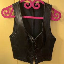Leather Vest- Lace Up Front With Side Zipper!