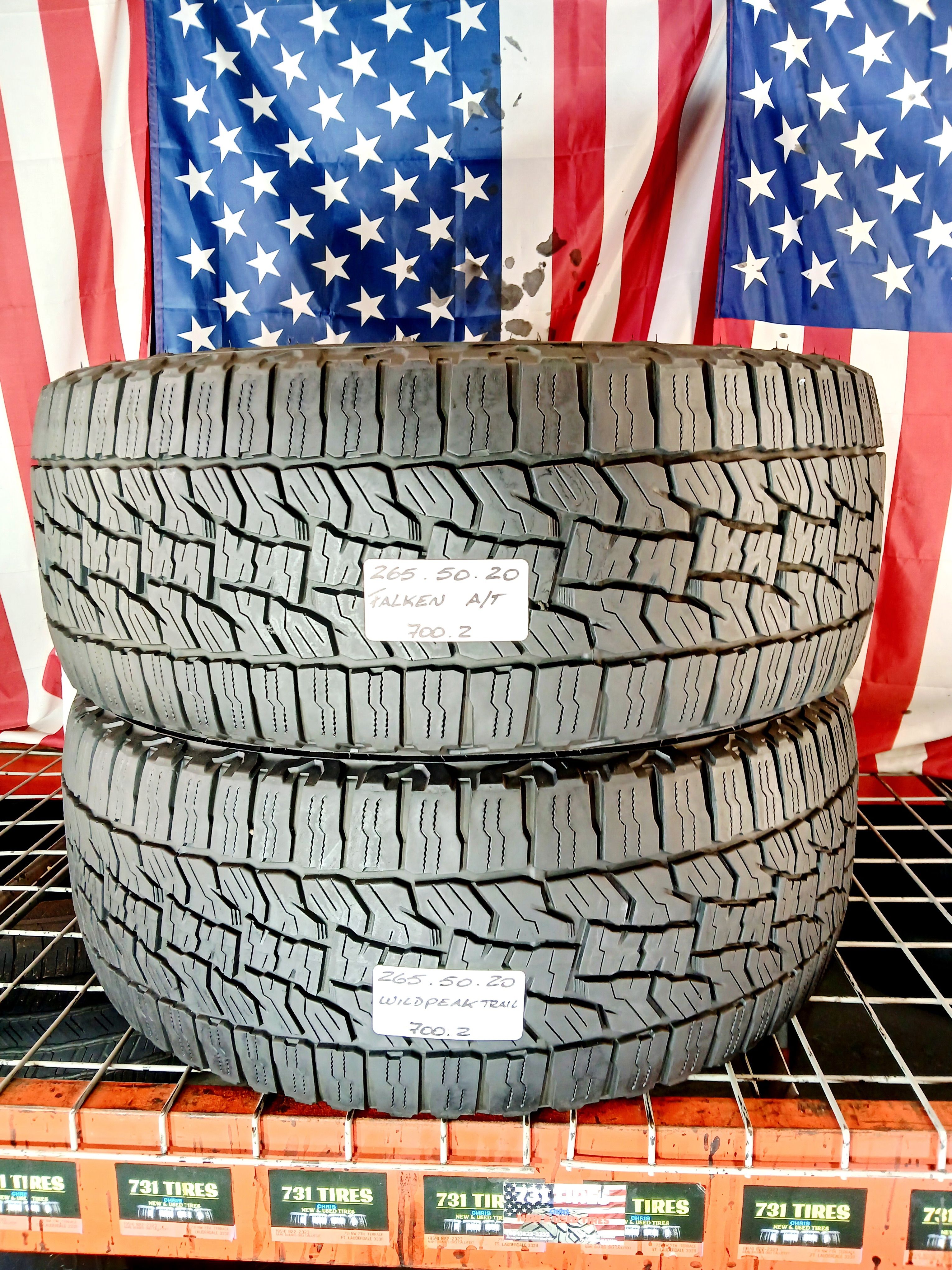 265/50R20 FALKEN WILDPEAK A/T ALL TERRAIN P265/50R20 OEM FACTORY REPLACEMENT TAKE-OFF USED TIRES TRUCK SUV SPORT CAR SEDAN JEEP 265 50 20