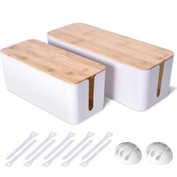 2 Pack Cable Management Box – Cord Organizer (Hide Wires & Power Strips)