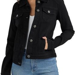 New Ladies Black Denim Jacket 