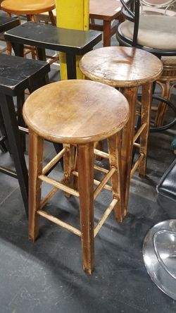 2 shabby chic solid wood bar stools