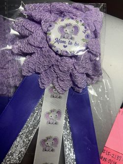 Elephant Baby Shower Pins Mom & Dad